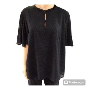 Target Black Short Sleeve Flawy Chiffon Cut Out Blouse